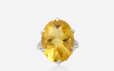 Citrine, yellow sapphire, and white gold ring