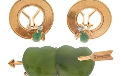 Collection of Jade, Nephrite, 14k Jewelry