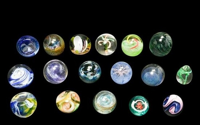 Collection of Studio Glass Paperweights, Most Signed.