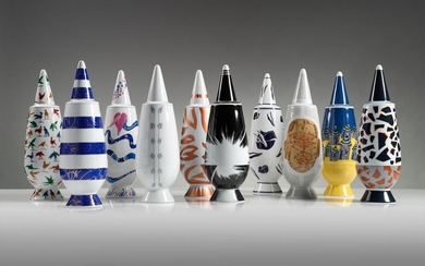 Collection of Ten "100% Make up" Vases with Lid, Alessandro Mendini