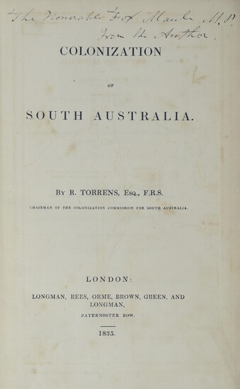 Colonization of South Australia. By R. Torrens, Chairman of the Colonization Commission for South Australia