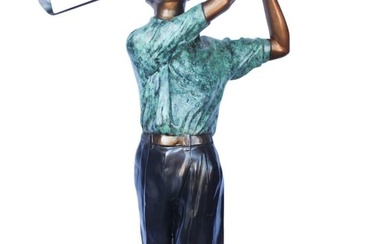 Confident golfer bronze statue - Size: 23"L x 21"W x 58"H.