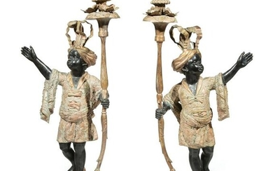 Continental Patinated Bronze Figural Torcheres