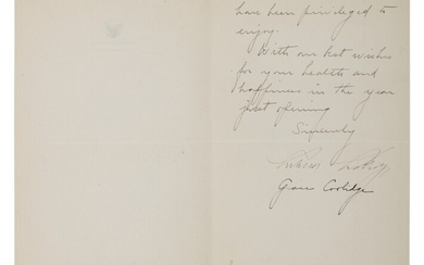 Coolidge, Grace and Calvin | A very uncommon White House letter signed by both First Lady and President Coolidge