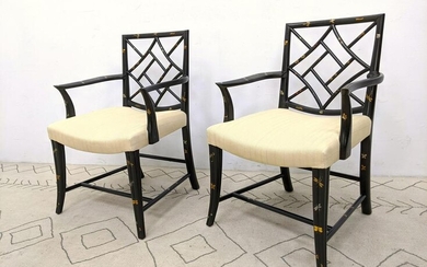 DESSIN FOURNIR Asian Style Arm Lounge Chairs. Raised D
