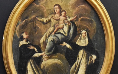DIPINTO-‘Madonna con bambino e santi’ olio su...