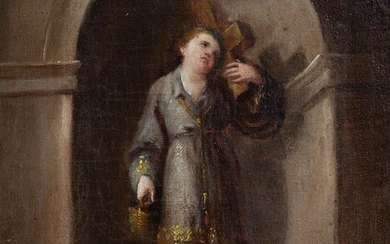 DOMINGO MARTÍNEZ (Seville, 1688 - 1749), attributed. "Infant Jesus in niche. Oil on canvas.