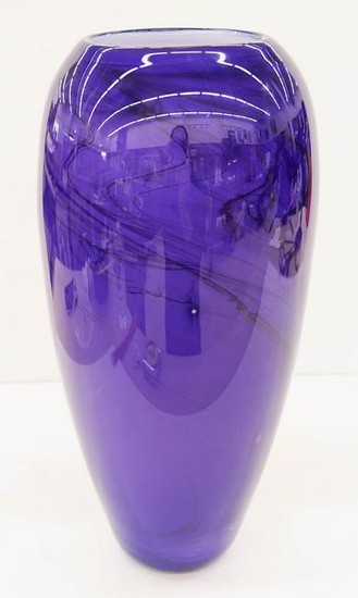 Dan Bergsma Purple Studio Glass Vase 14.5''x6''. An
