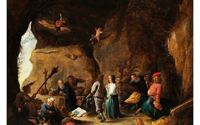 David Teniers d. J., 1610 Antwerpen - 1690 Brüssel, VERSUCHUNG DES HEILIGEN ANTONIUS UND DIE SIEBEN TODSÜNDEN