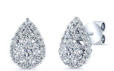 Diamond Teardrop Earrings In 14k White Gold