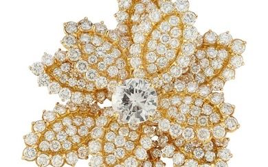 Diamond & Yellow Gold Floral Brooch