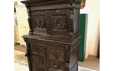 Dresser: late 19th century dark oak continental buffet cupbo...