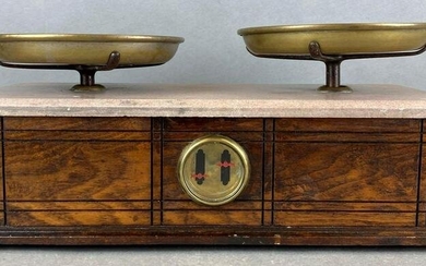 Druggist Scale Works Marble and Brass Oak Scale