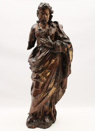 EARLY 18TH C. CARVED FIGURE OF A SAINT