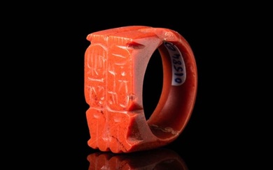 EGYPTIAN RED JASPER RING WITH THE CARTOUCHE OF RAMSES II