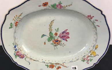 Early 1700's French Tin Glazed Oval Open Bowl