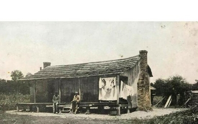 Early 1900's Hand-colored Postcard, Cabin Scene, Black