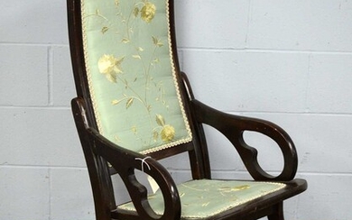 Early 20th C mahogany rocking chair.