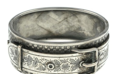 Early 20th century silver buckle bangle
