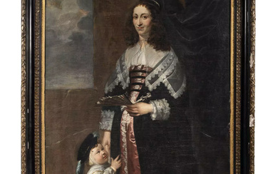 Ecole FLAMANDE de la fin du XVIIème siècle, suiveur de Anton van DYCK Portrait de femme et son enfant