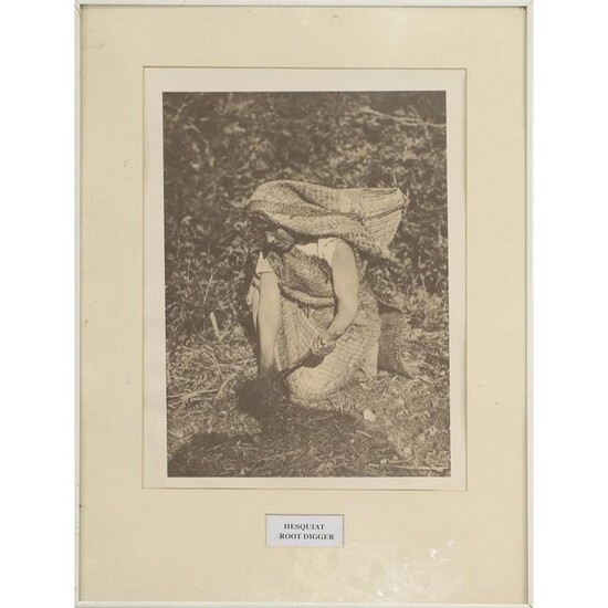 Edward Curtis Sepia Print Titled Hesquiat Root Digger