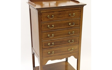 Edwardian mahogany crossbanded and line inlaid five drawer m...