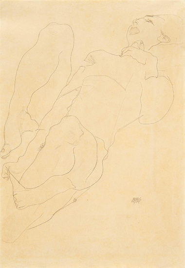 Egon Schiele | Untitled (Liegender Akt mit erhobenen Beinen)