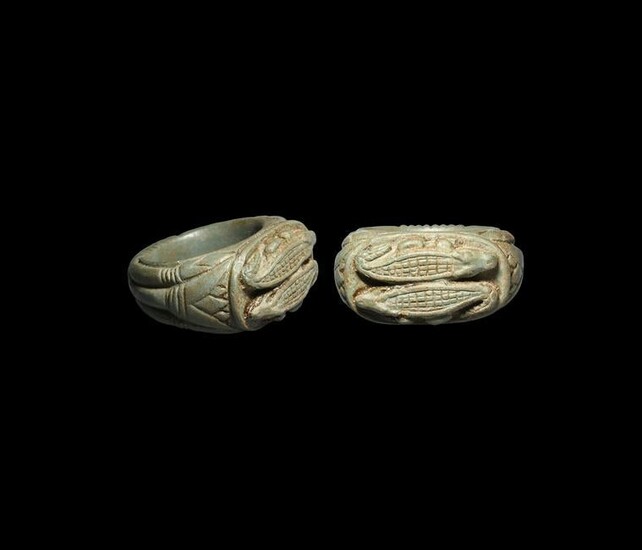 Egyptian Steatite Ring with Crocodiles