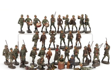 Elastolin, Collection of German hand painted soldiers, the l...