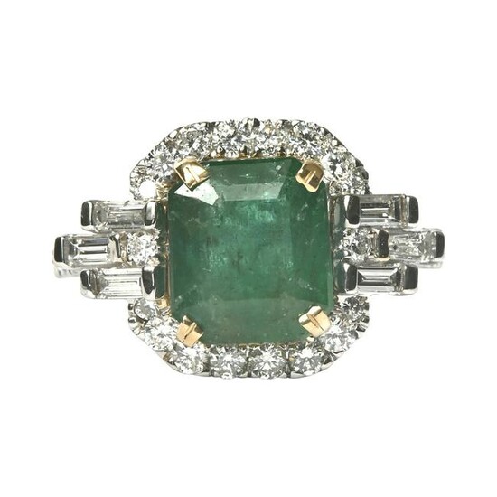 Emerald, Diamond, 14k Gold Ring.