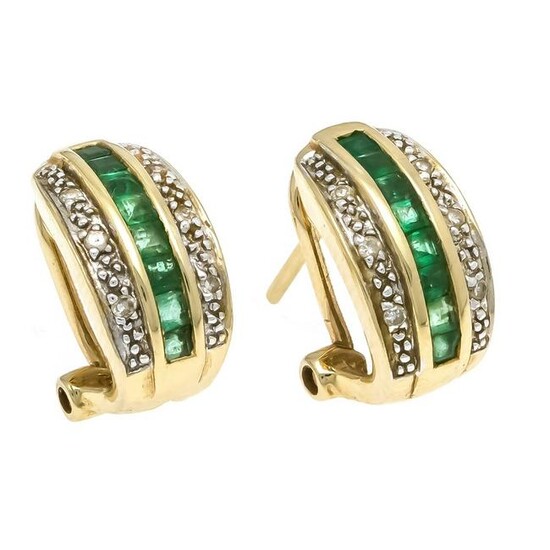 Emerald diamond clip earrings