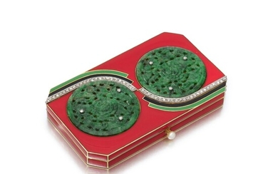 Enamel, jade, pearl and diamond vanity case (Portacipria in smalto, giada, perla e diamanti), Boucheron