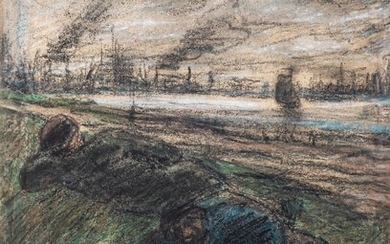 Eugeen Van Mieghem (1875-1930), resting soldiers, pastel, 22,5 x 30,5 cm