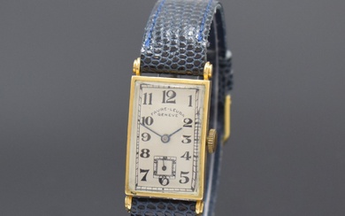 FAVRE LEUBA montre-bracelet rectangulaire en GG 750/000, Suisse vers 1940, remontage manuel, 2 pièces, fond...