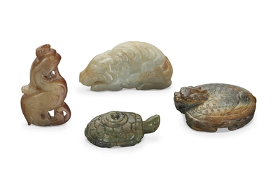 FOUR JADE ANIMAL CARVINGS CHINA, MING DYNASTY OR LATER