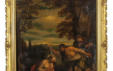 FRANCESCO BASSANO (1549-1592) "Il Battesimo di Gesù" olio cm. 98x117