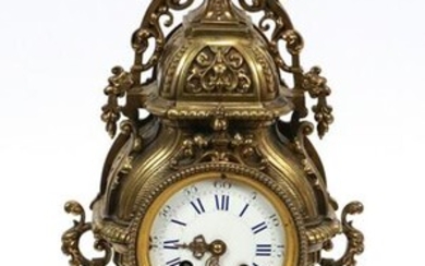 FRENCH BRONZE MANTLE CLOCK 19TH.C. H 18" W 10"
