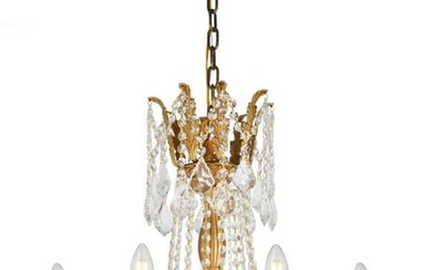 FRENCH GOLD FOYER DINING ROOM LIGHTING CRYSTAL CHANDELIER FIXTURE 8 LIGHT 30"