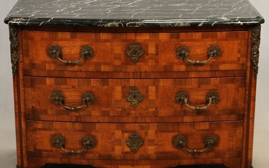 FRENCH MARBLE TOP 3 DRAWER CHEST, 20TH C.