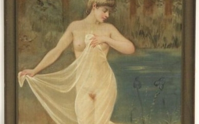 Female Nude in a Landscape, W/C, circa 1900