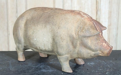 Figural Cast Iron Hog Garden Ornament