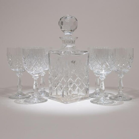 Fine Crystal Glass Decanter & Six Glasses