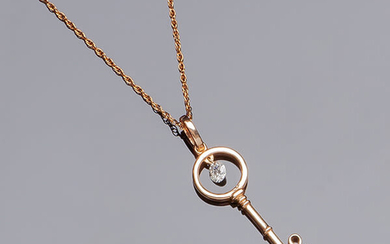 Fine chain and pendant in rose gold, with a...