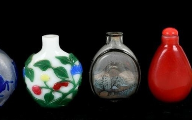 Five Chinese Peking Glass Snuff Bottles