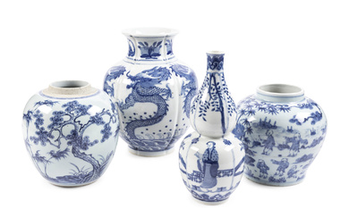 Four Chinese Blue and White Porcleain Vessels