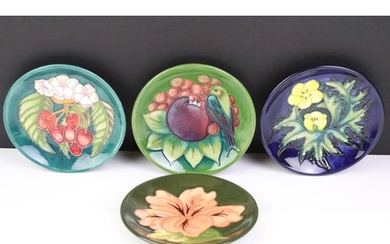 Four Moorcroft small shallow dishes, comprising: Hibiscus pa...