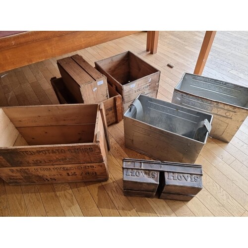 Four early advertising wooden crates to include- Dow's Vinta...