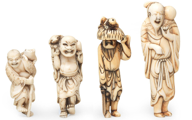 Four ivory figure netsuke
