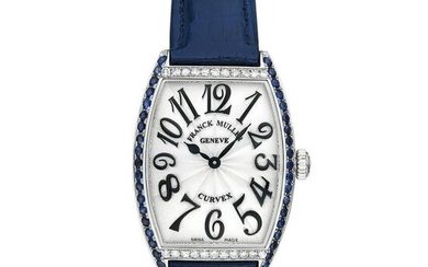 Franck Muller Curvex Stainless Steel Quartz with Diamonds and Sapphires