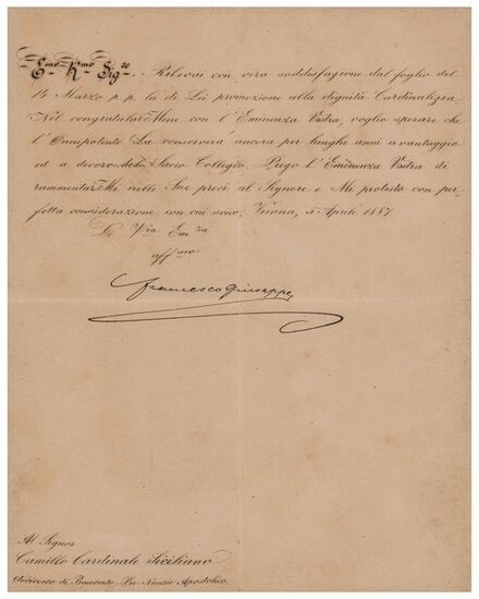 Franz Joseph I of Austria Letter Signed